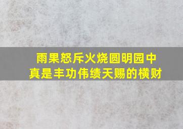 雨果怒斥火烧圆明园中真是丰功伟绩天赐的横财