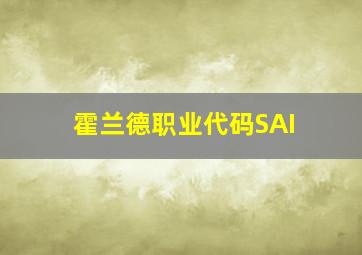 霍兰德职业代码SAI