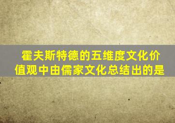 霍夫斯特德的五维度文化价值观中由儒家文化总结出的是