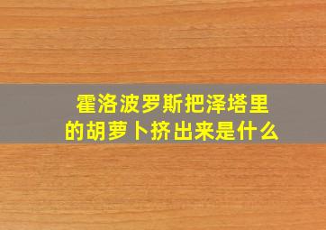 霍洛波罗斯把泽塔里的胡萝卜挤出来是什么