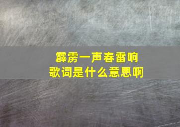 霹雳一声春雷响歌词是什么意思啊