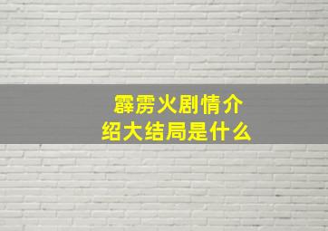 霹雳火剧情介绍大结局是什么