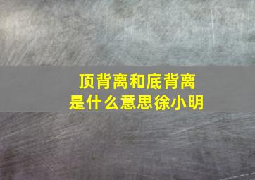 顶背离和底背离是什么意思徐小明