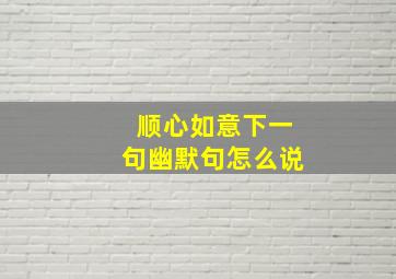 顺心如意下一句幽默句怎么说