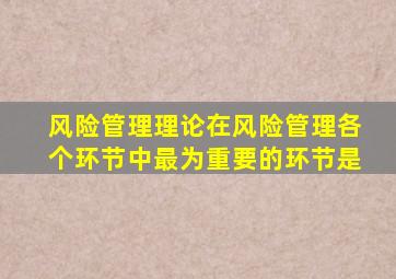 风险管理理论在风险管理各个环节中最为重要的环节是