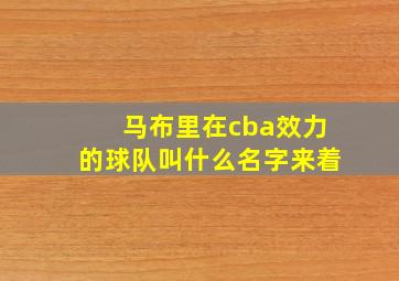 马布里在cba效力的球队叫什么名字来着