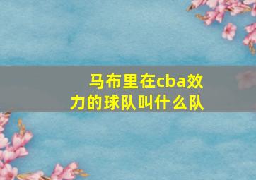 马布里在cba效力的球队叫什么队