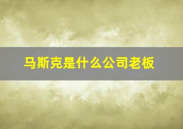 马斯克是什么公司老板