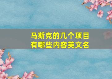 马斯克的几个项目有哪些内容英文名