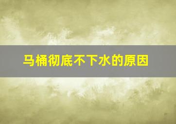 马桶彻底不下水的原因