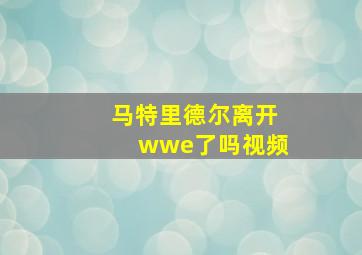 马特里德尔离开wwe了吗视频