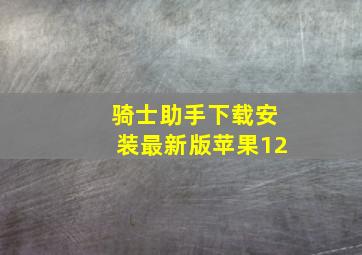 骑士助手下载安装最新版苹果12