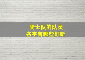 骑士队的队员名字有哪些好听