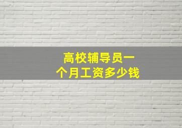 高校辅导员一个月工资多少钱