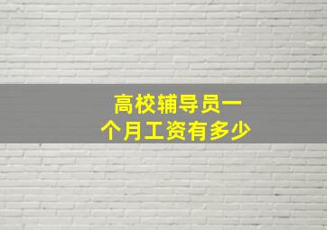 高校辅导员一个月工资有多少