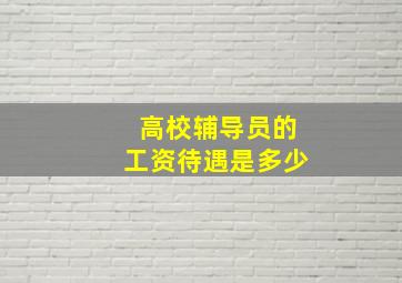 高校辅导员的工资待遇是多少