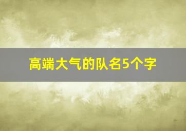 高端大气的队名5个字