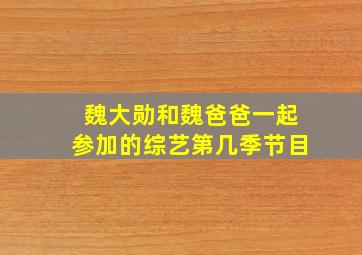 魏大勋和魏爸爸一起参加的综艺第几季节目