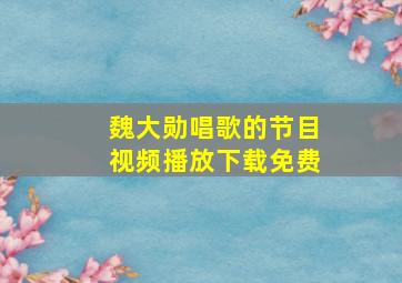 魏大勋唱歌的节目视频播放下载免费