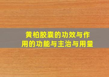 黄柏胶囊的功效与作用的功能与主治与用量