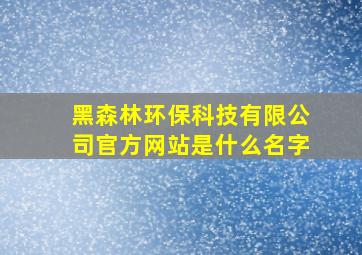 黑森林环保科技有限公司官方网站是什么名字